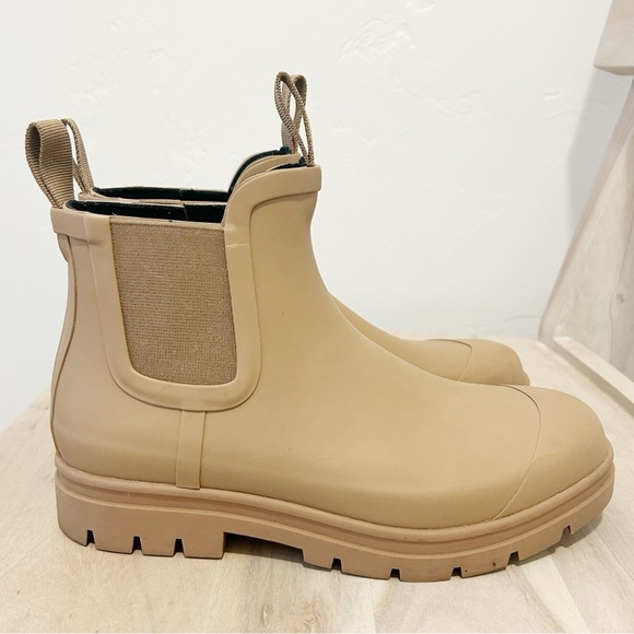 Everlane Rain Boots Womens 8 Chelsea Tawny Brown Rubber Slip on Heavy Anti Slip - Picture 1 of 11